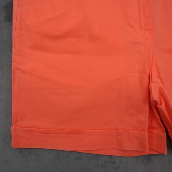 Ponny Tail Shorts Womens S Neon Orange Flat Front Mid Rise Slash Pockets Chino - Picture 11 of 16